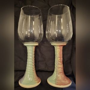 Pottery tea light candle holder set of 2